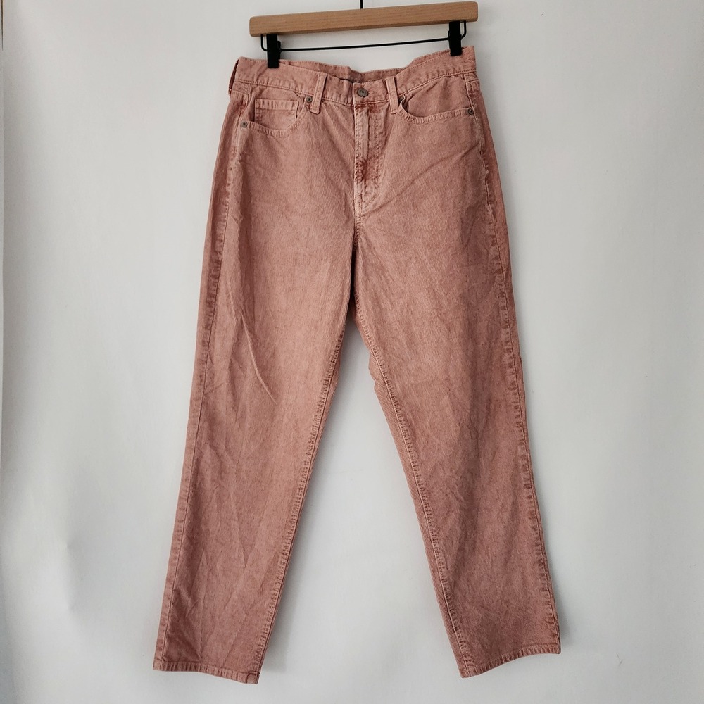 American Eagle Mom Jeans Peach Pink Corduroy Super Stretch Women Size 10